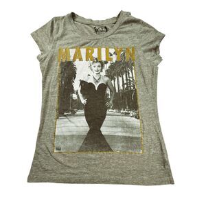 Marilyn Monroe Graphic T Shirt Girls Large 11-13 Gray Glitter Short Sleeve Tee